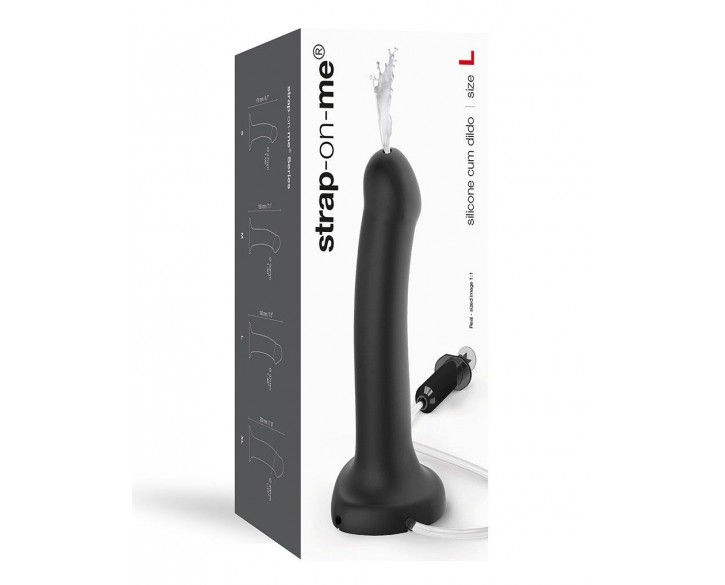 Фалоімітатор, що кінчає Strap-On-Me Dildo Cum Black, діаметр 3,6 см, силікон, насадка для страпону