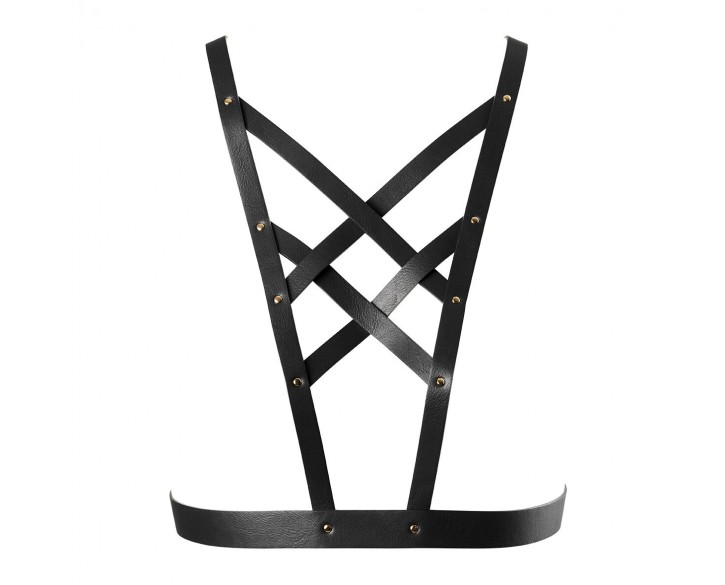 Портупея з екошкіри Bijoux Indiscrets Maze – Cross Cleavage Harness Black