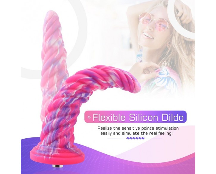 Фантазійний фалоімітатор 10.12″ для секс-машин Hismith Silicone Dildo rose Monster Series, KlicLok