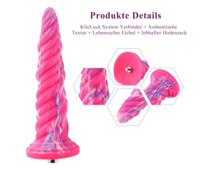 Фантазійний фалоімітатор 10.12″ для секс-машин Hismith Silicone Dildo rose Monster Series, KlicLok