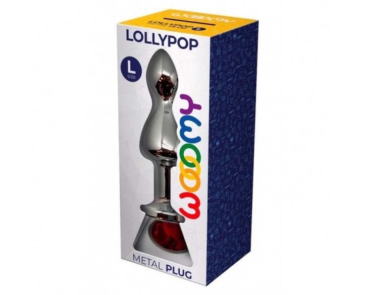 Металева анальна пробка Wooomy Lollypop Double Ball Metal Plug Red L діаметр 3,5 см, довжина 10,5 см