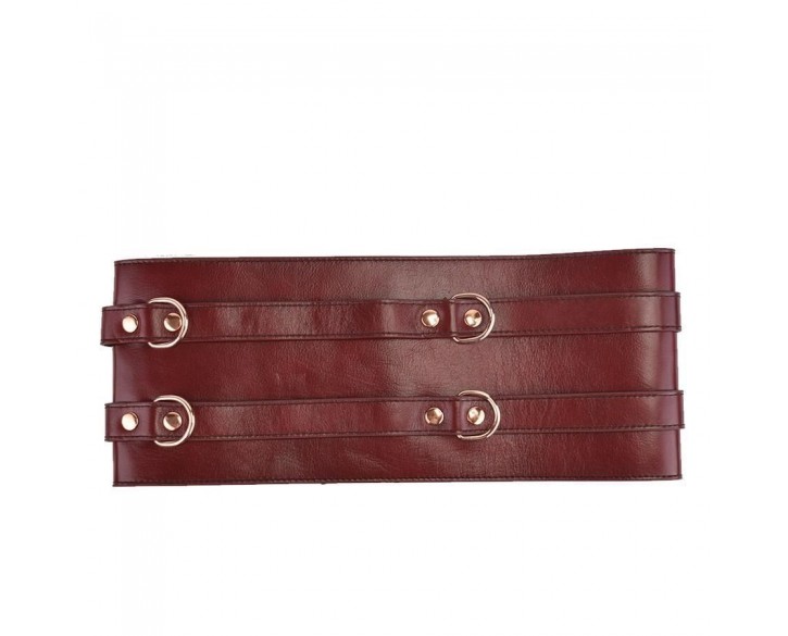 Шкіряний пояс для бондажу Liebe Seele Wine Red Waist Cuff S Size