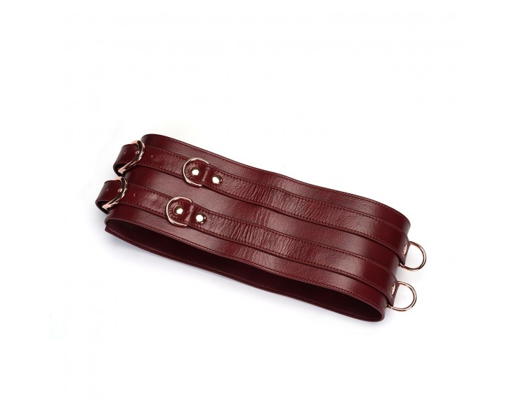 Шкіряний пояс для бондажу Liebe Seele Wine Red Waist Cuff S Size