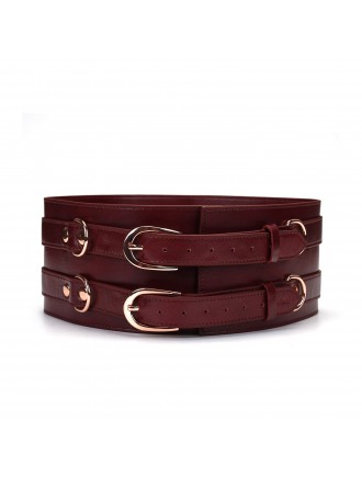 Шкіряний пояс для бондажу Liebe Seele Wine Red Waist Cuff S Size