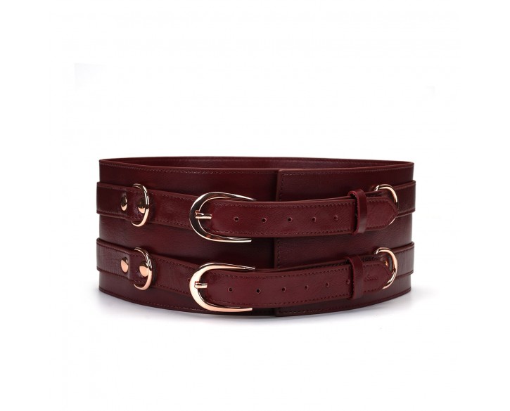 Шкіряний пояс для бондажу Liebe Seele Wine Red Waist Cuff S Size