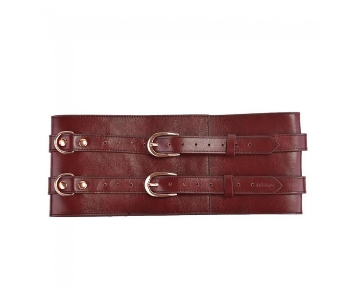 Шкіряний пояс для бондажу Liebe Seele Wine Red Waist Cuff S Size