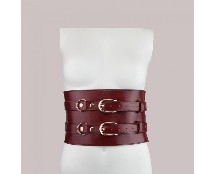 Шкіряний пояс для бондажу Liebe Seele Wine Red Waist Cuff S Size