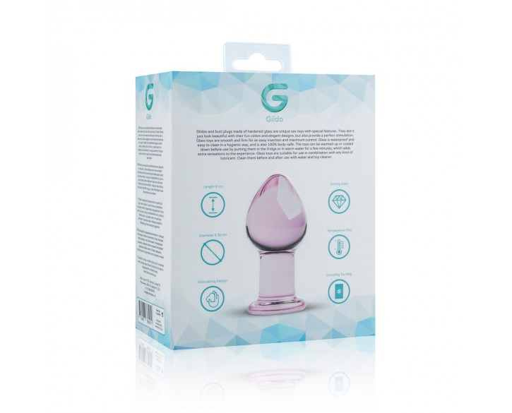 Рожева анальна пробка зі скла Gildo Pink Glass Buttplug