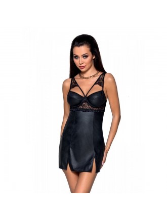 Бебі-дол з еко-шкіри та мережива Loona Chemise black S/M - Passion