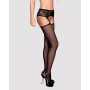 Сітчасті панчохи-стокінги з мереживним поясом Obsessive Garter stockings S307 S/M/L, чорні, імітація