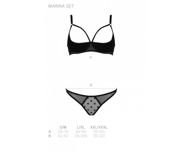 Комплект MARINA SET WITH OPEN BRA black L/XL - Passion