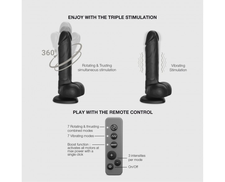 Фалоімітатор з вібрацією та ротацією Strap-On-Me Rotating & Vibrating Realistic Dildo – L – Black