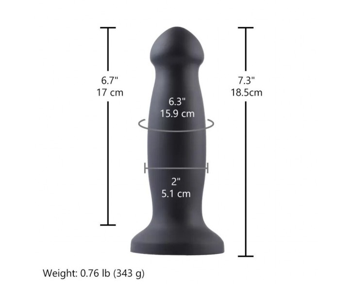 Силіконовий фалоімітатор для секс-машин Hismith 7.2" Black Silicone Anal Dildo, система KlicLok