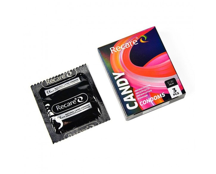 Презервативи Holographic Recare Delay Candy Condoms 3 шт, пролонгувальний ефект, цукерковий аромат
