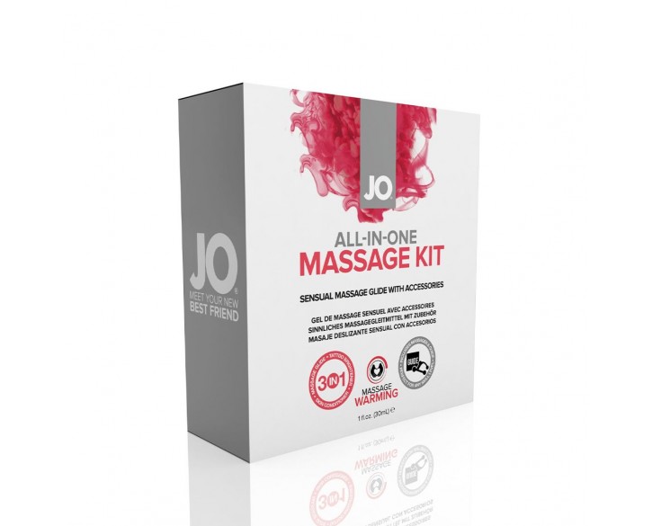 Набір для масажу System JO ALL IN ONE MASSAGE GIFT SET: розігрівальний гель, масажер і свічка