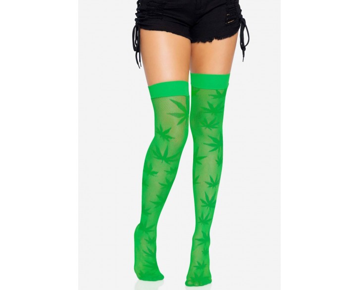 Панчохи Leg Avenue 420 Net thigh highs Green