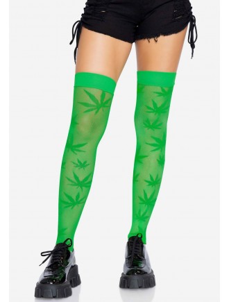 Панчохи Leg Avenue 420 Net thigh highs Green