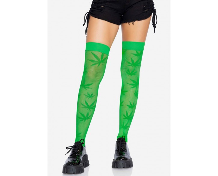 Панчохи Leg Avenue 420 Net thigh highs Green