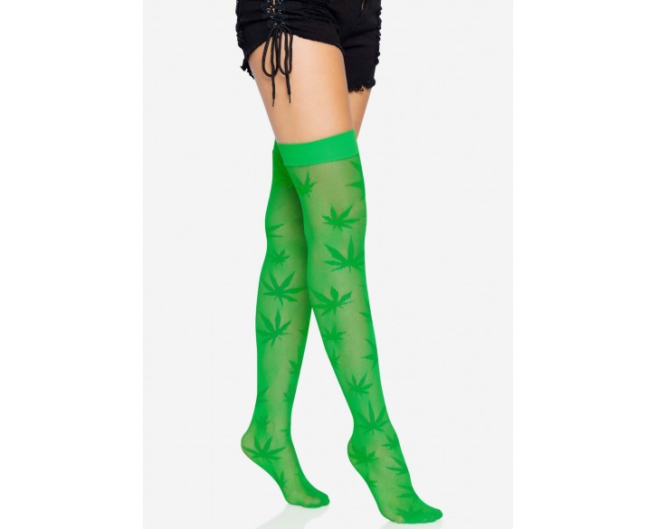 Панчохи Leg Avenue 420 Net thigh highs Green