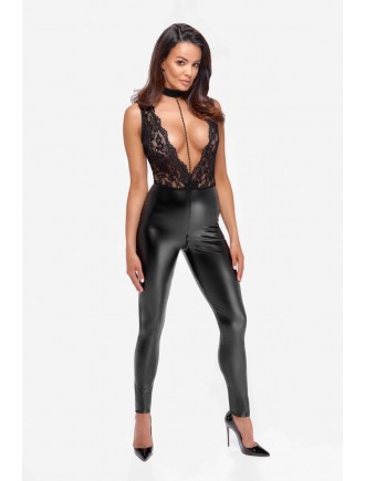 Комбінезон Noir Handmade F298 Libido Deep-V catsuit with collar and pearl chain - XL