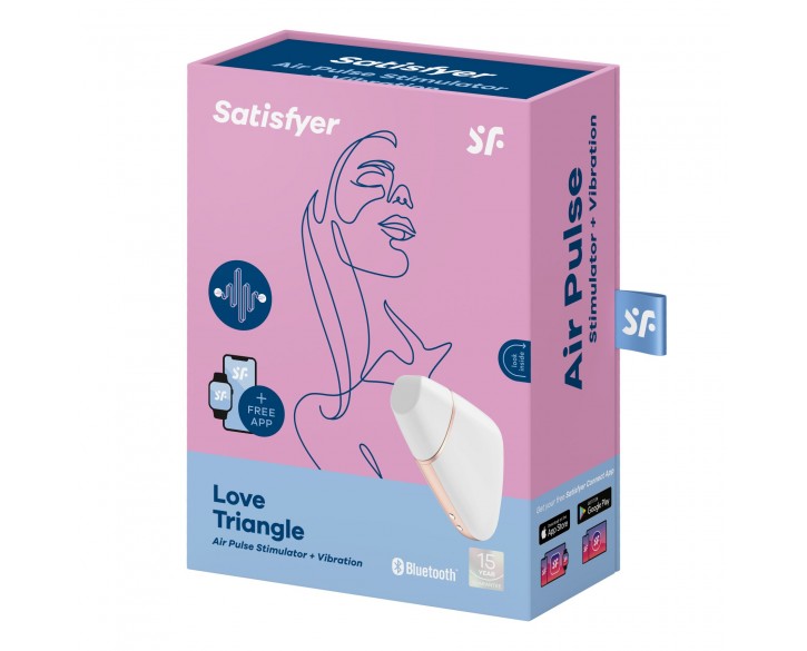 Вакуумний кліторальний стимулятор Satisfyer Love Triangle White з керуванням через інтернет