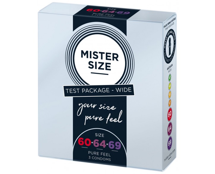 Набір презервативів Mister Size - pure feel - 60–64–69 (3 condoms), 3 розміри, товщина 0,05 мм