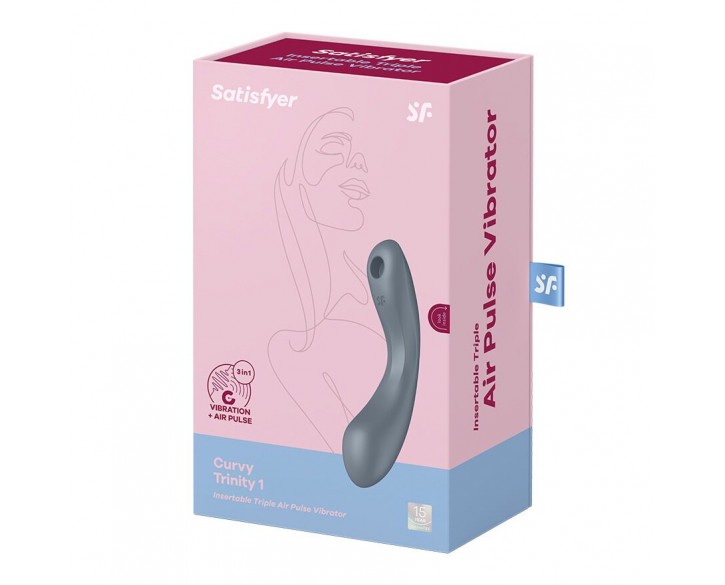 Вакуумний стимулятор з вібрацією Satisfyer Curvy Trinity 1 Bluegrey, іграшка 3в1