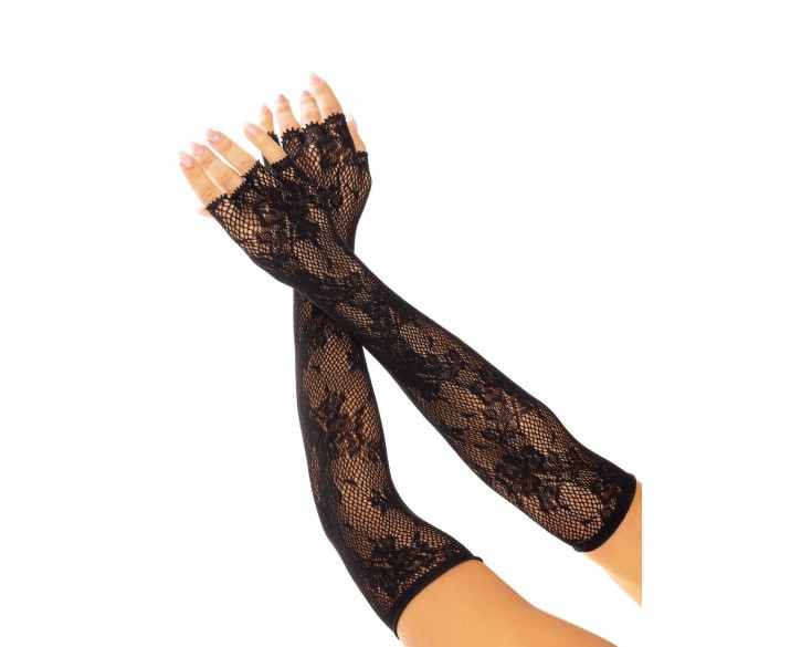 Мітенки Leg Avenue Lace Opera Length Fingerless Gloves Black