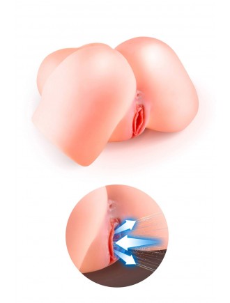 Смоктальна вагіна-мастурбатор Real Body Real Nina, вагіна та анус, з вібрацією і звуком