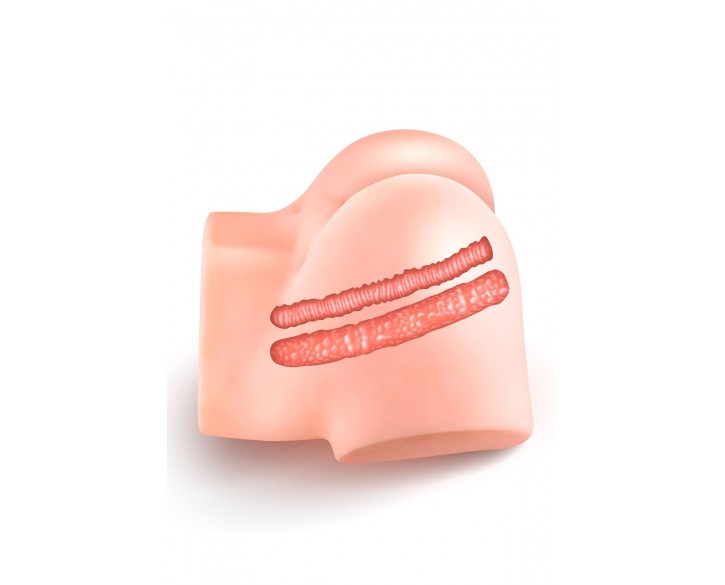 Смоктальна вагіна-мастурбатор Real Body Real Nina, вагіна та анус, з вібрацією і звуком