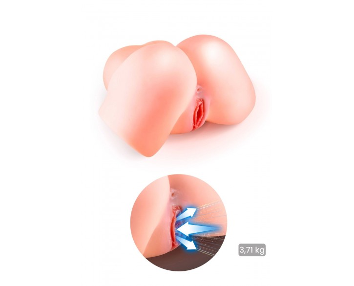 Смоктальна вагіна-мастурбатор Real Body Real Nina, вагіна та анус, з вібрацією і звуком