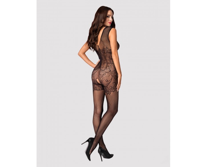 Бодістокінг Obsessive Bodystocking F234 S/M/L, абстрактний малюнок, глибоке декольте