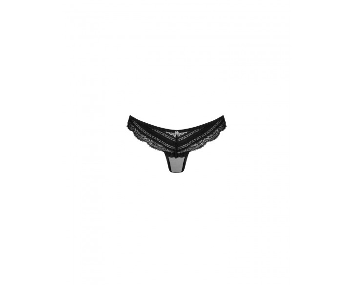 Напівпрозорі трусики з підвіскою Obsessive Ivannes panties black S/M, чорні