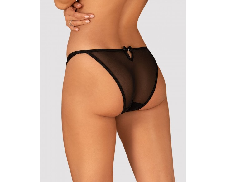 Напівпрозорі трусики з підвіскою Obsessive Ivannes panties black S/M, чорні