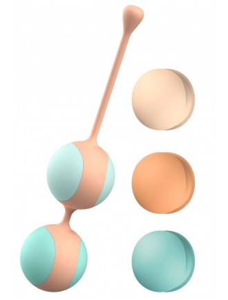 Вагінальні кульки Liebe Kewos — Peach/Mint, 5 кульок у комплекті, 15, 25, 35, 45 та 55 г