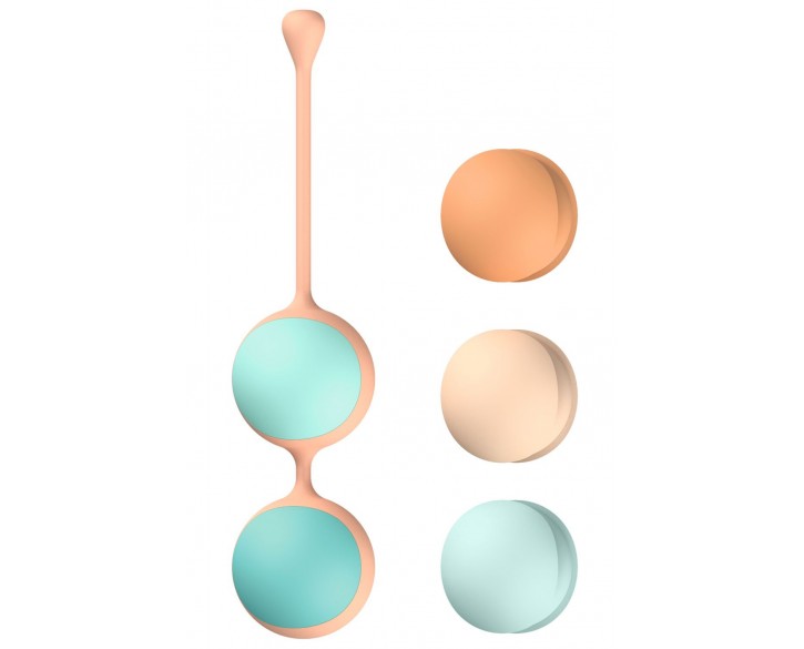 Вагінальні кульки Liebe Kewos — Peach/Mint, 5 кульок у комплекті, 15, 25, 35, 45 та 55 г
