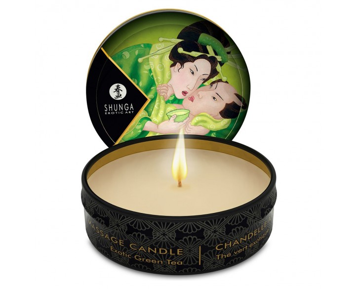 Масажна свічка Shunga Mini Massage Candle – Exotic Green Tea (30 мл) з афродизіаками