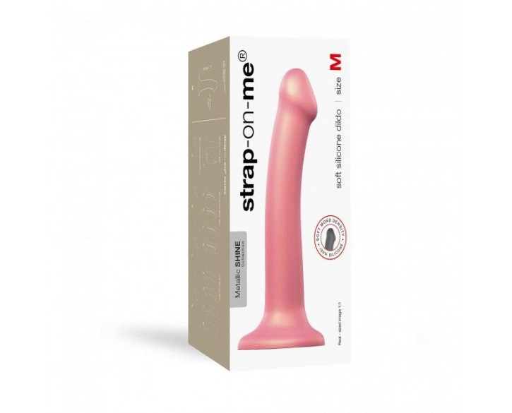 Насадка для страпону Strap-On-Me Mono Density Dildo Rose M, діам. 3,3 см, одношаровий силікон, гнучк