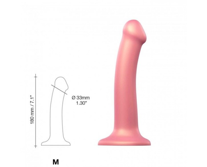 Насадка для страпону Strap-On-Me Mono Density Dildo Rose M, діам. 3,3 см, одношаровий силікон, гнучк