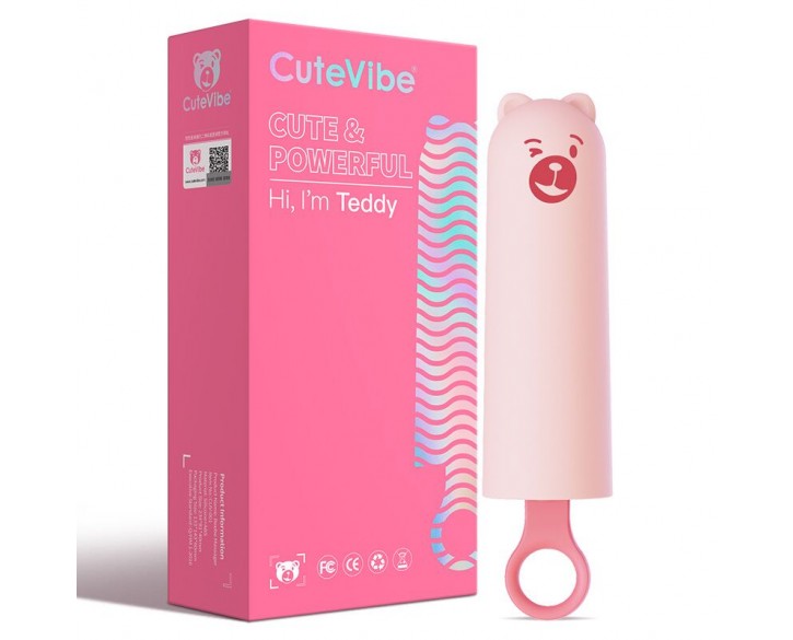 Вібратор CuteVibe Teddy Pink (Black Dildo), реалістичний вібратор під виглядом морозива