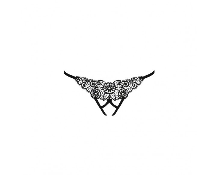 Трусики мереживні з доступом VIOLANTE THONG black L/XL - Passion Exclusive