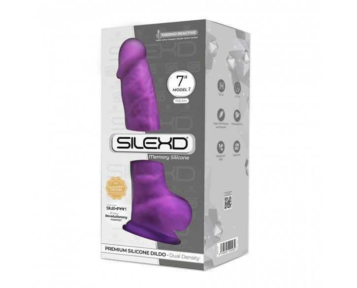 Фалоімітатор SilexD Johnny Purple (MODEL 1 size 7in), двошаровий, силікон+Silexpan, діаметр 3,8 см