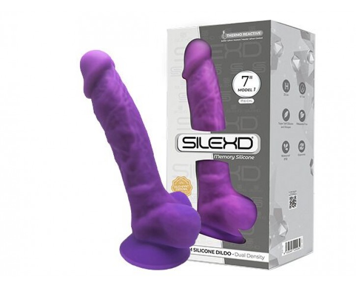 Фалоімітатор SilexD Johnny Purple (MODEL 1 size 7in), двошаровий, силікон+Silexpan, діаметр 3,8 см