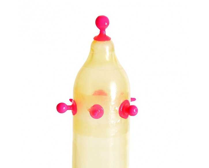 Насадка на член Recare Pink Monster Spike Condom (презерватив з кульками та вусиками)