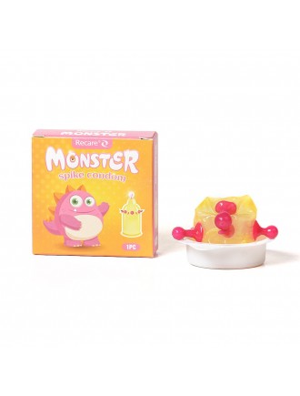 Насадка на член Recare Pink Monster Spike Condom (презерватив з кульками та вусиками)
