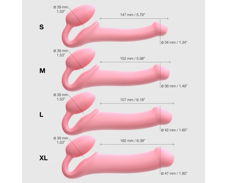 Безремінний страпон Strap-On-Me Rose L, повністю регульований, діаметр 3,7 см