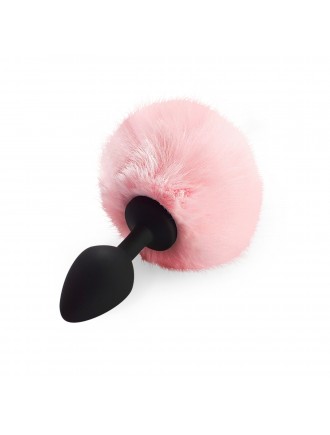 Силіконова анальна пробка М Art of Sex - Silicone Bunny Tails Butt plug Pink, діаметр 3,5 см