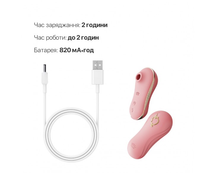 Набір 2в1 Zalo — UNICORN Pink, віброяйце + вакуумний стимулятор