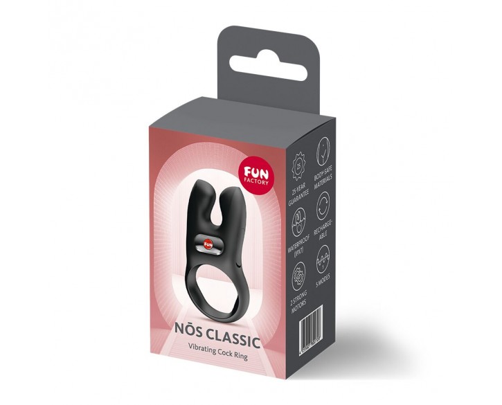 Ерекційне віброкільце з подвійною стимуляцією клітора Fun Factory NŌS CLASSIC Black, 2 мотори