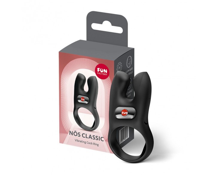 Ерекційне віброкільце з подвійною стимуляцією клітора Fun Factory NŌS CLASSIC Black, 2 мотори